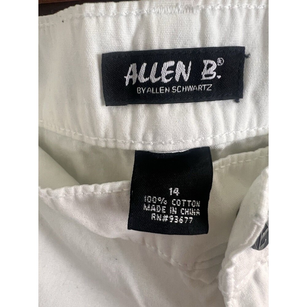 NWT Allen B by Allen Schwartz White Cropped Pants Women Size 14 100% Cotton - Picture 3 of 7